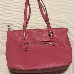 Coach Mollie Tote Watermelon Pink Double Face Leather